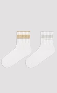Stripe Lurex 2in1 Socks