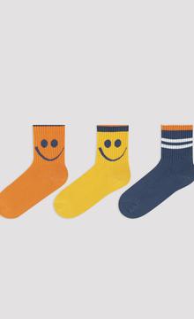 Boys Smiley Colorful Face 3in1 Socks